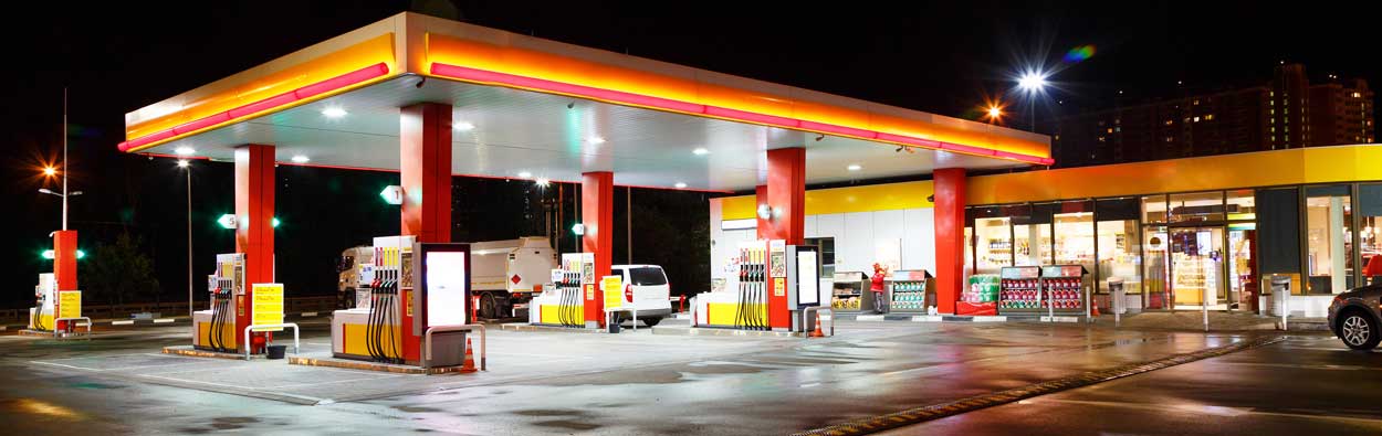 A gas station at night. Cyber attackers in Germany took down some gas stations. 