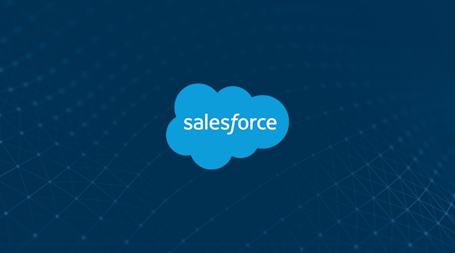 Salesforce logo on blue background