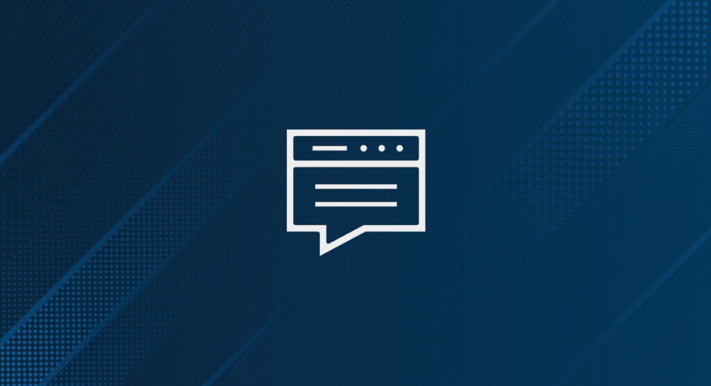 A blue background with a white webpage icon in the center