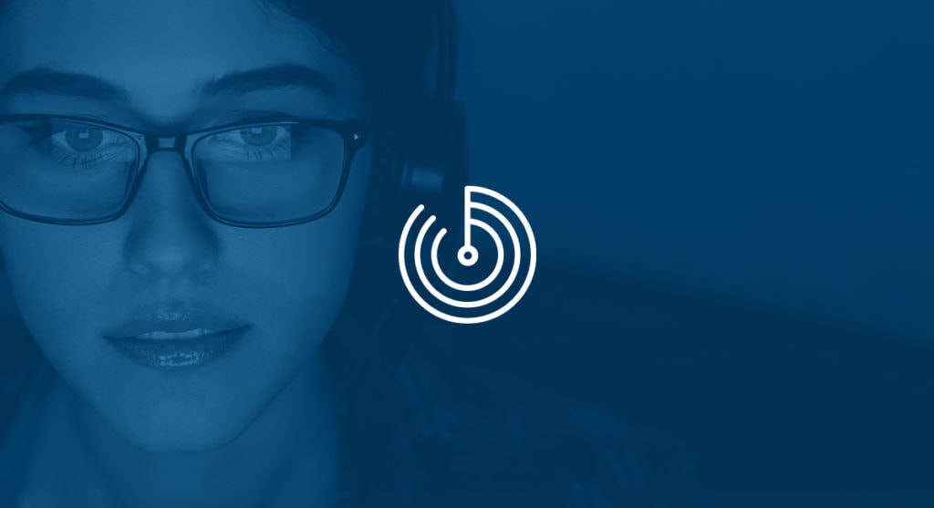 Woman wearing glasses. Radar symbol in the center of the screen.
