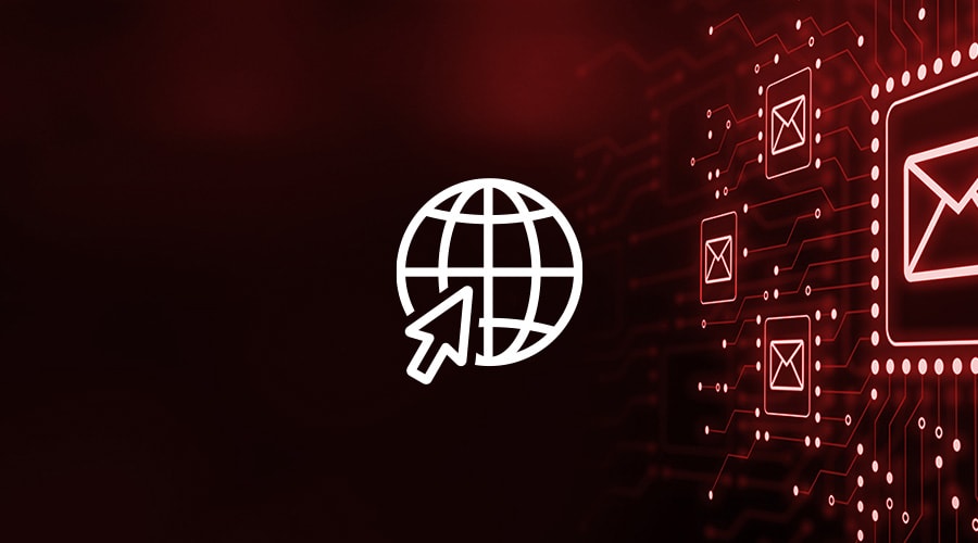 Web icon with black and red email background