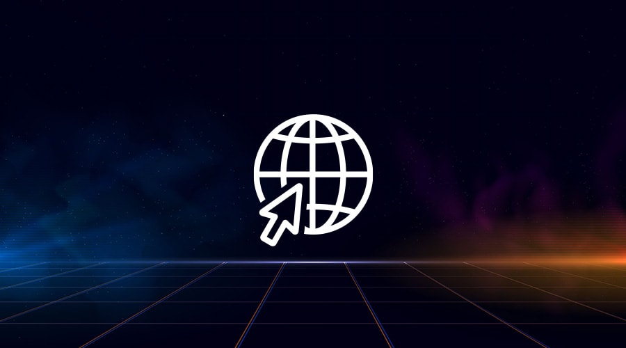 Web icon with neon grid background