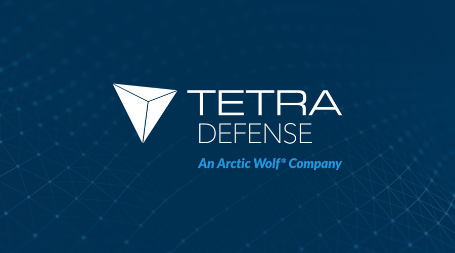 Tetra Defense logo on blue background