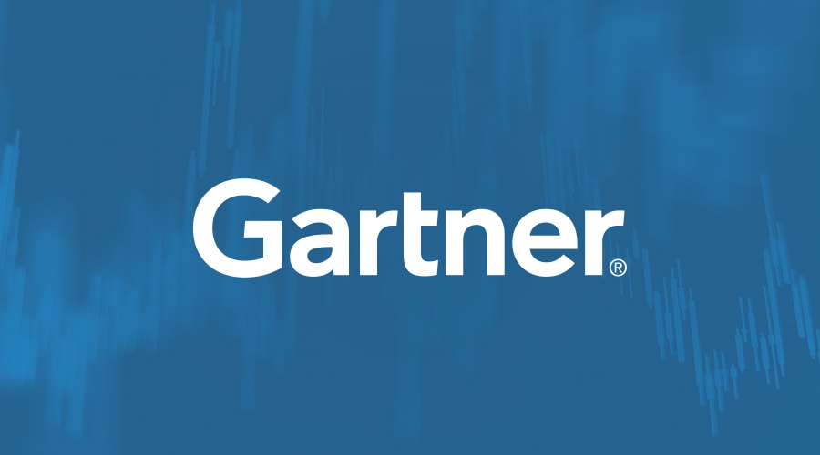 Gartner® logo on abstract blue report background