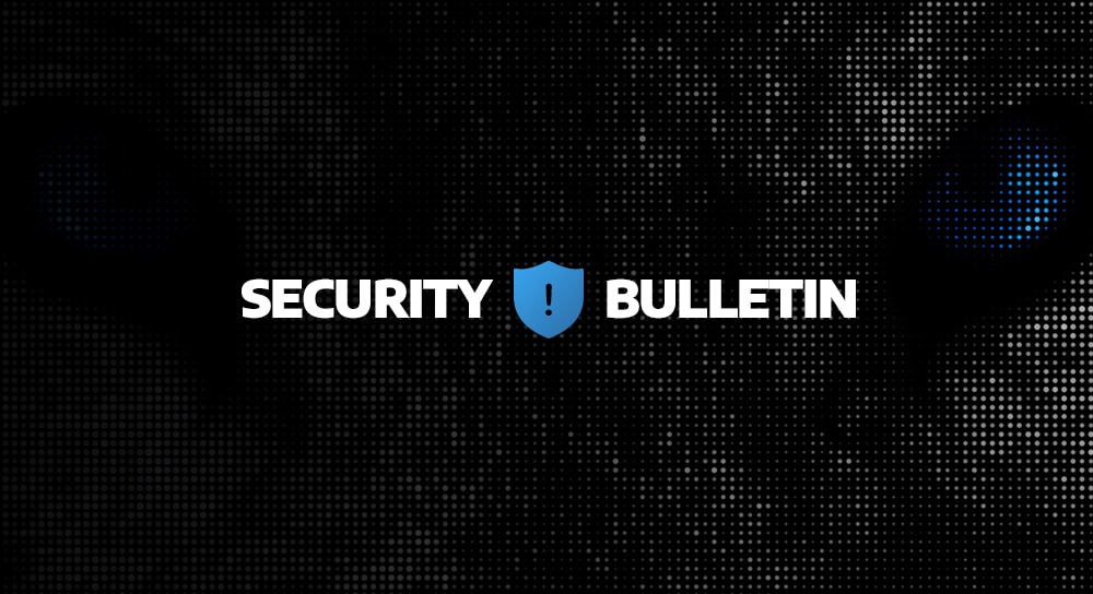Security Bulletin logo with a close up of a wolf in the background.