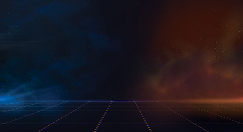 Orange and blue glowing grid background