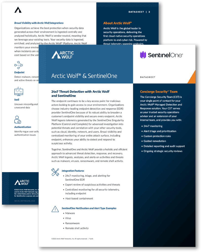 Arctic Wolf + SentinelOne Datasheet PDF