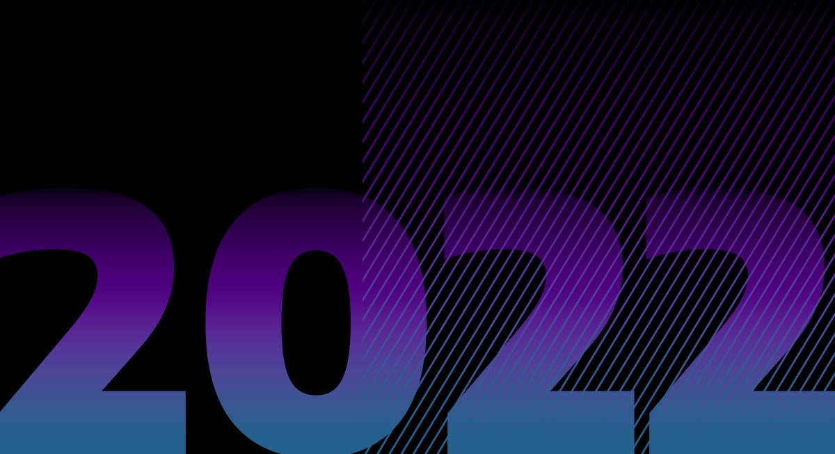2022 text filled with blue and purple gradient