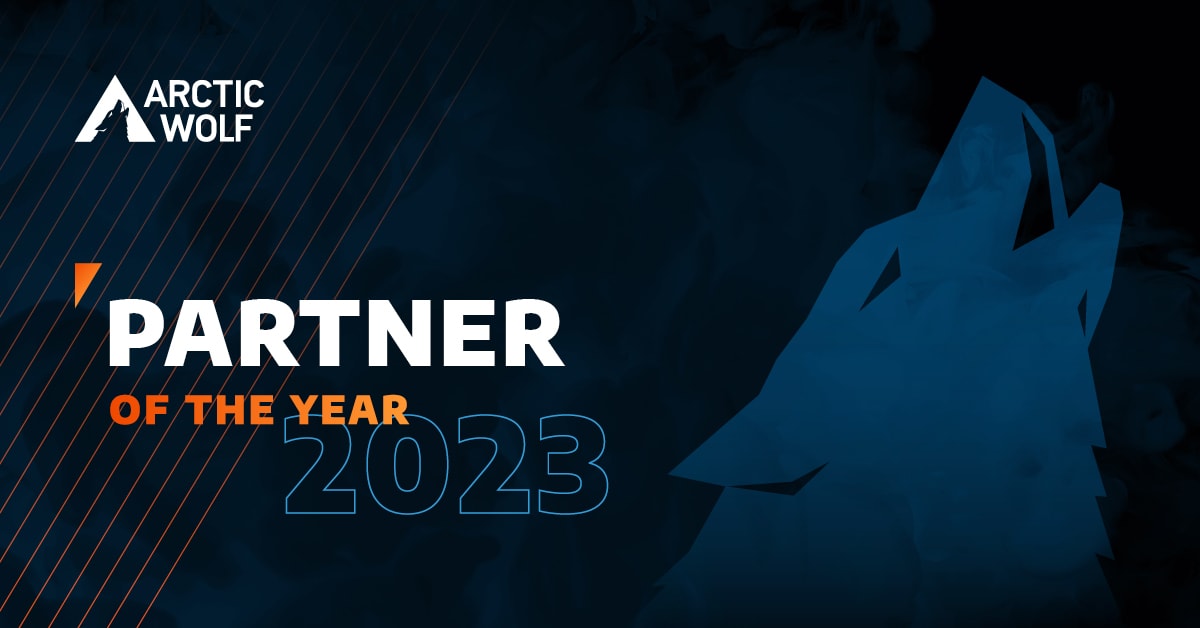 Partner of the Year 2023 with a howling wolf graphic.