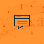 Web browser icon with series of lines on an orange background.