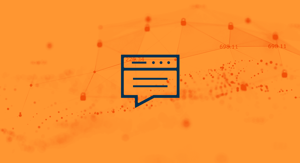 Web browser icon with series of lines on an orange background.