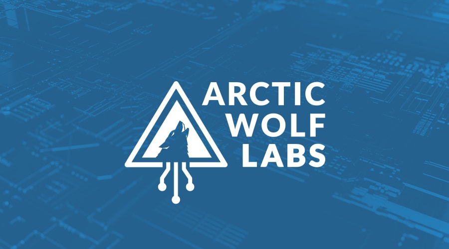 Arctic Wolf Labs logo on blue technology background