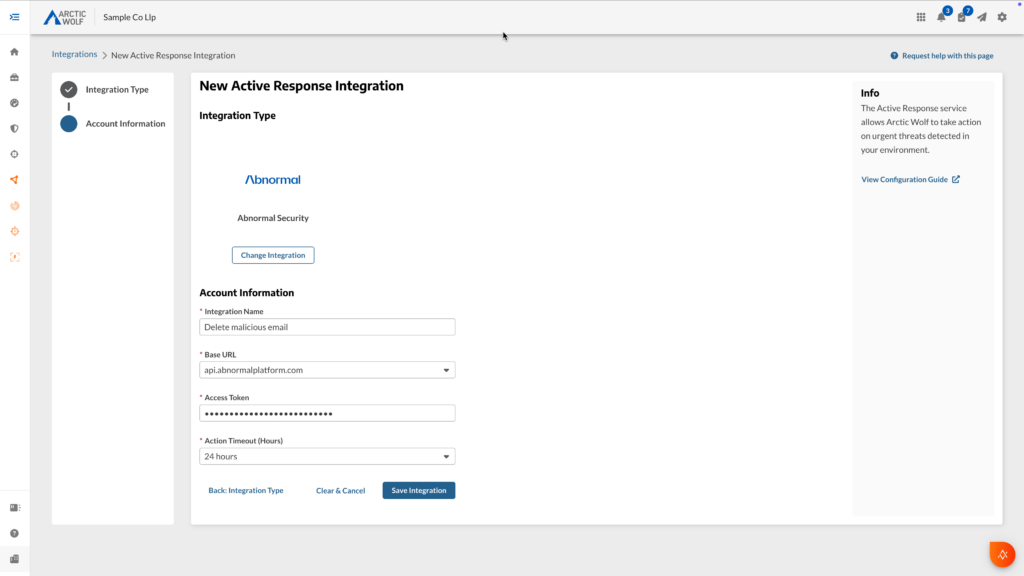 Screenshot of new active response integration. 