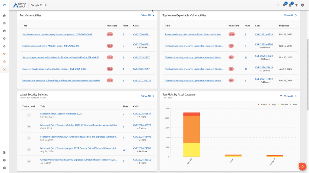 Managed risk widgets UI interface