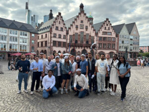 Frankfurt, Germany pack before their summer boat cruise outing