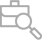 Logo of a briefcase in white outline with a magnifying glass in front.